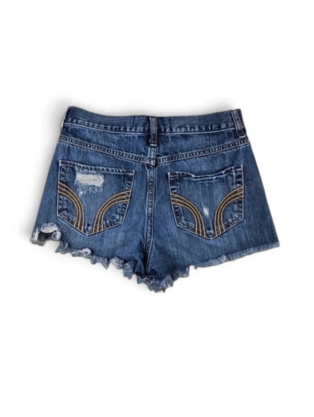 Hollister High Rise Short-Short Distressed Cut Off Jean Shorts Denim Retro 26